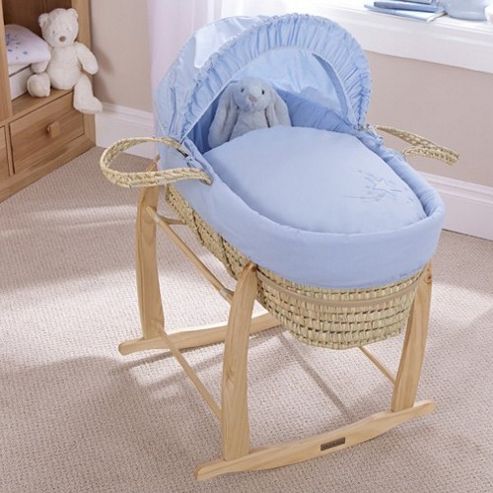 Image of Clair De Lune Palm Moses Basket (starburst Blue)