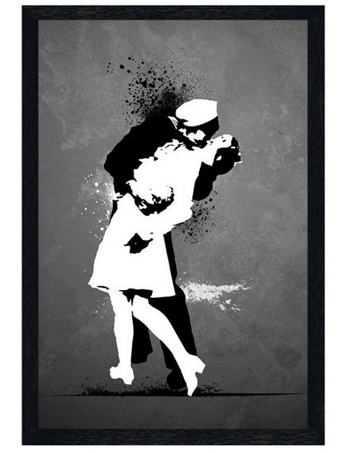 Image of Black Wooden Framed War's End Kiss Poster