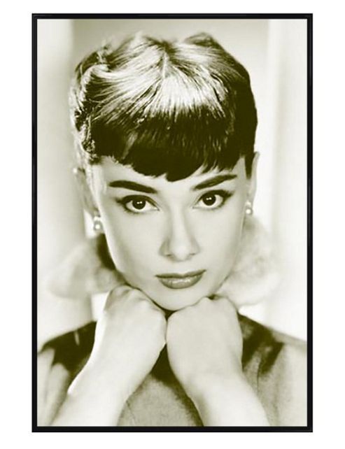 Image of Audrey Hepburn Gloss Black Framed Close-up Poster