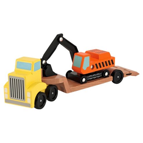 Image of Melissa doug Wooden Toy Set Digger Low Loader