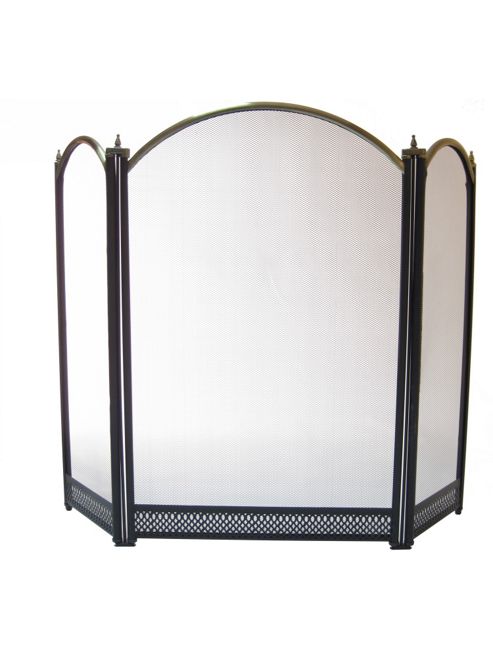 Image of Crannog Three Panel Fire Screen - Antique And Black