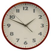 Premier Housewares Wood Wall Clock with White Face Grey Numbers and Silver Hands - Dark Wood