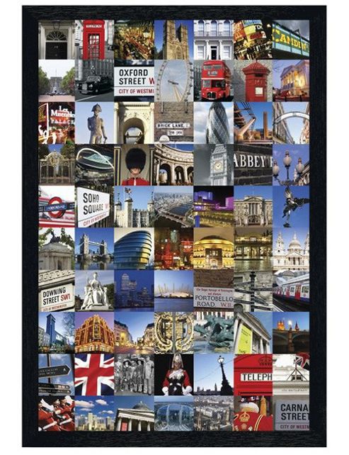 Image of Black Wooden Framed London Collage Poster