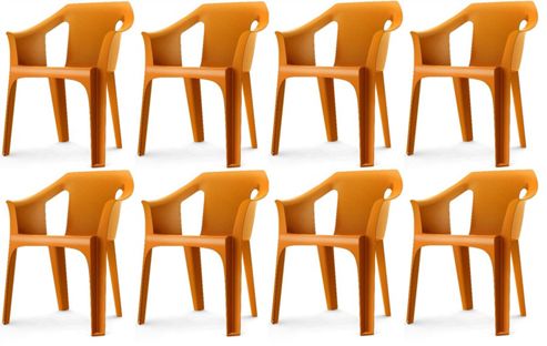 Image of Resol "cool" Garden Outdoor / Indoor Designer Plastic Chairs - Orange - X8
