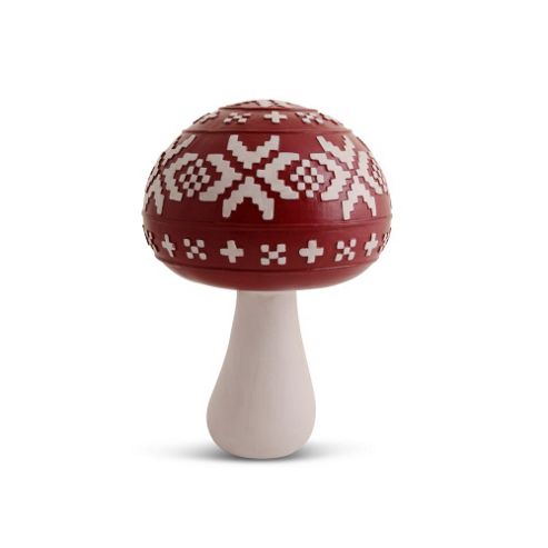 Image of Large Round Resin Christmas Mushroom Ornament With Knitted Pattern