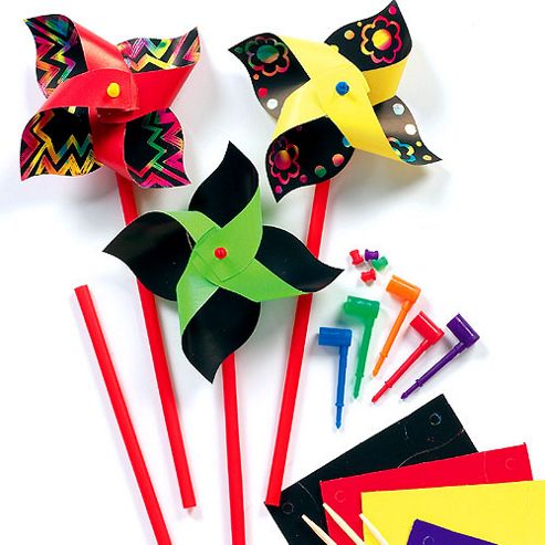 Image of Scratch Art Craft Windmill Kits (pack Of 8)