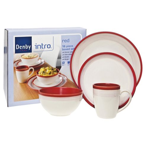 Image of Denby Intro 16 Piece, 4 Person Dinner Set, Red
