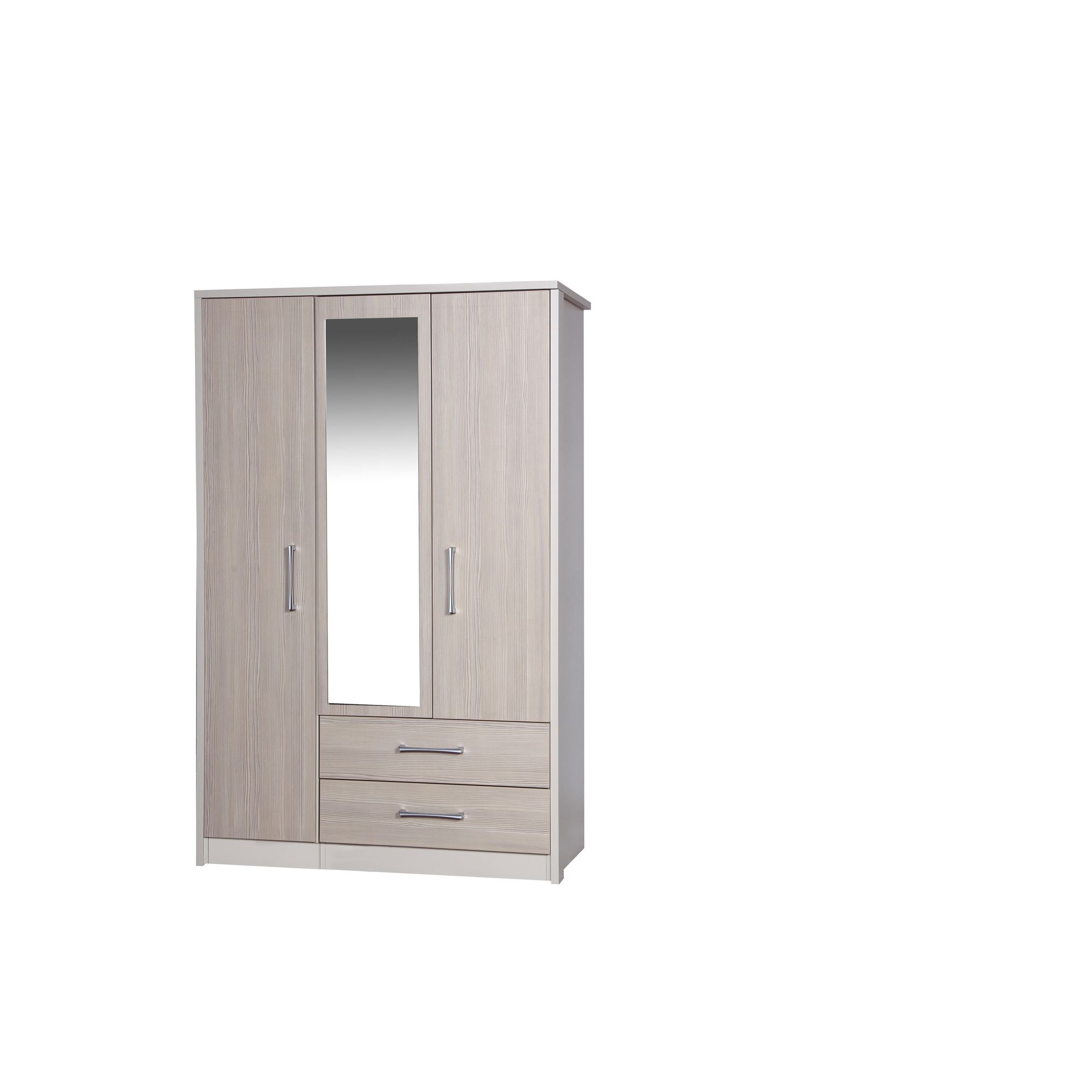 Alto Furniture Avola 3 Door Combi Wardrobe with Mirror - Cream Carcass With Champagne Avola at Tesco Direct