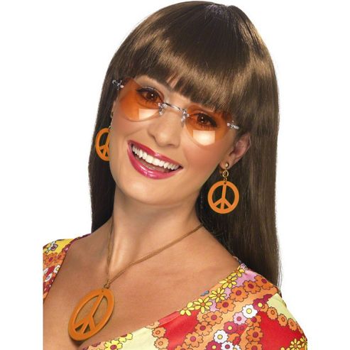 Image of 60's Peace Necklace And Earring Set