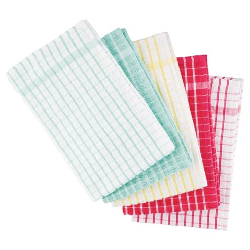 Image of Tesco Basics Multi Tea Towel, 5 Pack