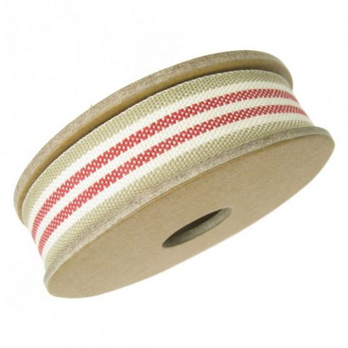 Image of Ribbon Reel - 3 Stripe Beige/cream/red