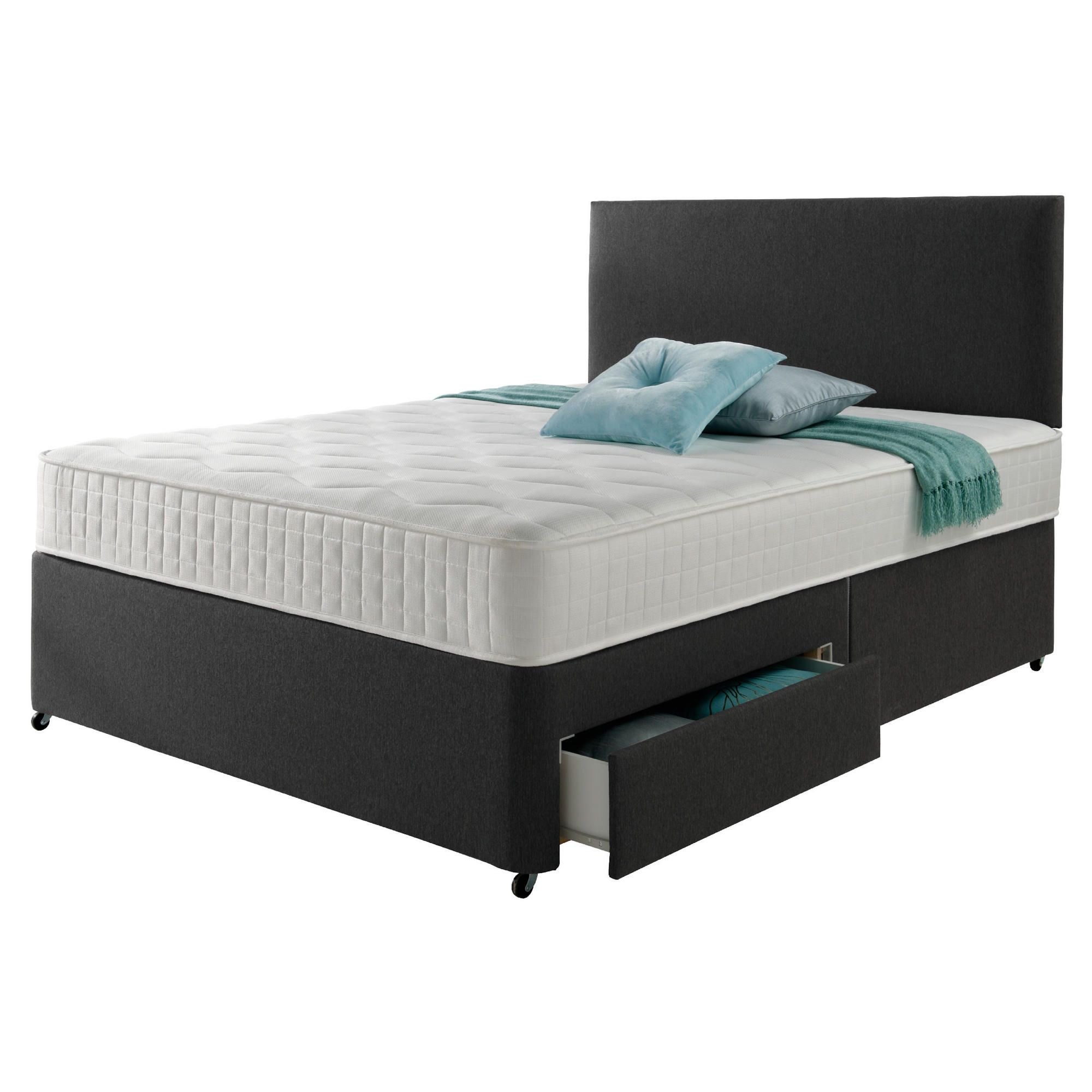 Rest Assured Memory 4 Drawer Double Divan and Headboard Charcoal at Tesco Direct