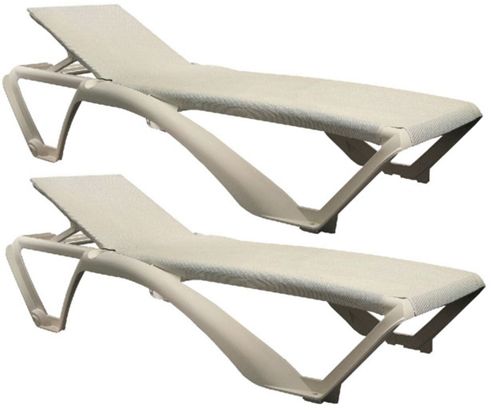 Image of Resol Marina Sun Lounger - Ivory Cream Frame & Natural / Cream Canvas - X2