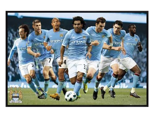Image of Manchester City Football Club Gloss Black Framed Stars Of The Team Mcfc Poster