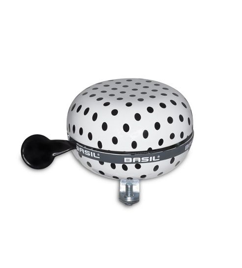 Image of Basil Big Bell Huge Bicycle Bell Polkadot White Black Dots