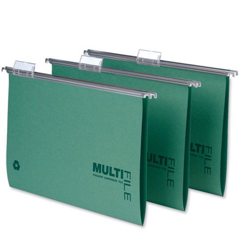 Image of Multifile Suspension File Heavyweight Manilla With Tabs And Inserts Foolscap Green Ref 78008 [pack 50]