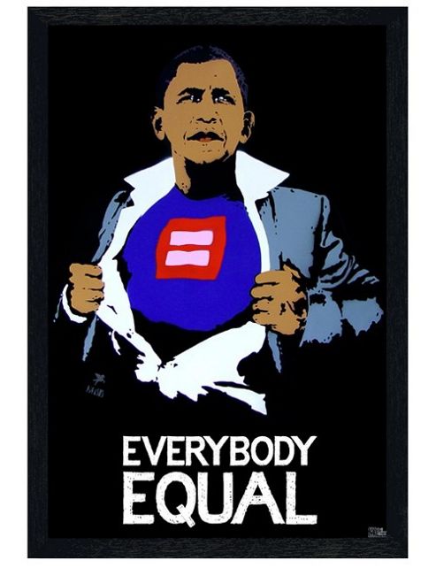 Image of Barack Obama Black Wooden Framed Everybody Equal Poster