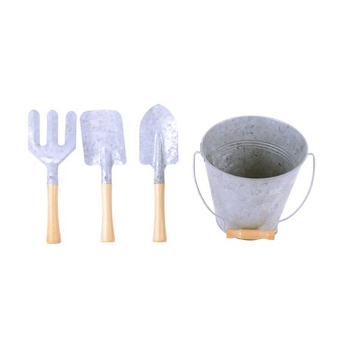 Image of Four Piece Metal Bucket & Garden Tool Set