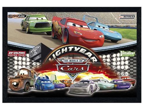 Image of Disney Pixar Cars The Movie Black Wooden Framed The World Of Cars Poster