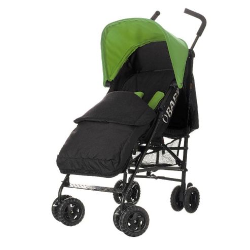 Image of Obaby Atlas Black & Grey Stroller With Black Footmuff - Lime