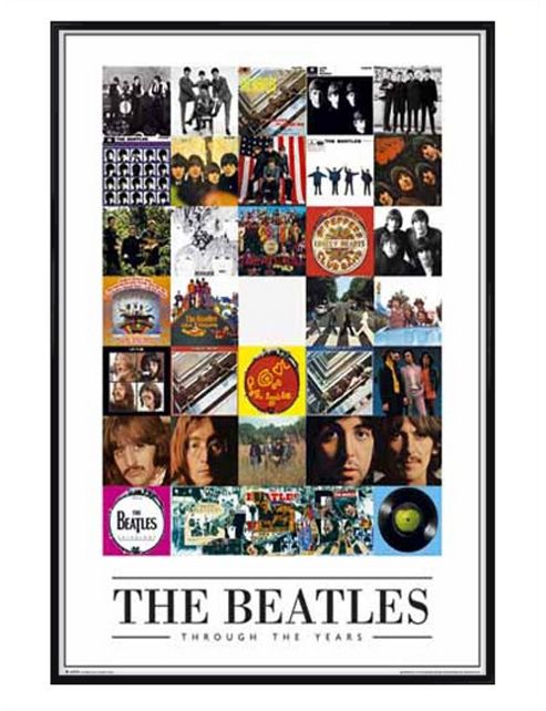 Image of Gloss Black Framed The Beatles Album Covers Through The Years Poster