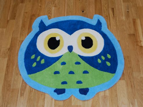 Image of Owl Children's Rug - Blue