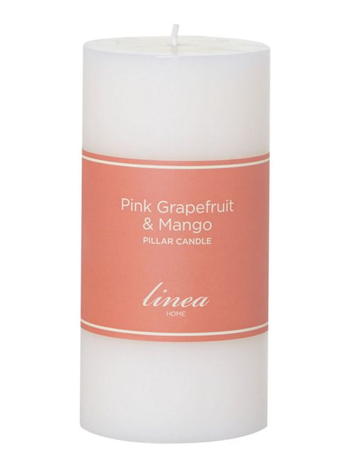 Image of Linea Pink Grapefruit & Mango Pillar Candle In Orange