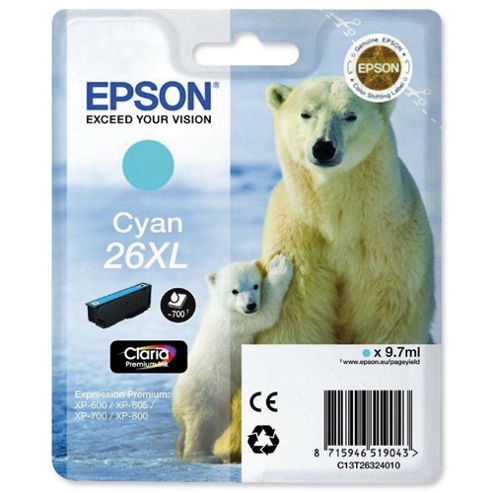 Image of Epson Singlepack Cyan 26xl Claria Premium Ink