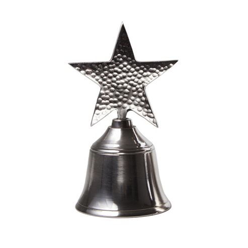 Image of Silver Christmas Bell With Seasonal Star Handle