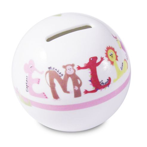 Image of Personalised Pink Animal Money Box