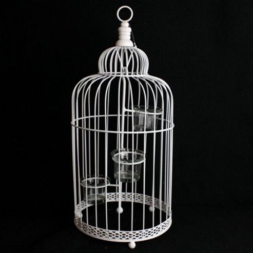 Image of Cage - Metal Birdcage Candle / Tea Light Holder - Cream