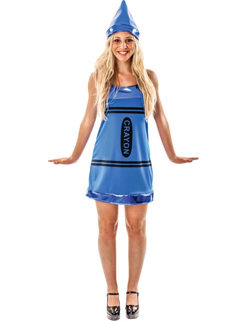 Image of Women's Blue Crayon Fancy Dress Costume Small