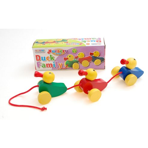Image of Traditional Wood 'n' Fun Nursery Toys Pull Along Duck Family 12m+