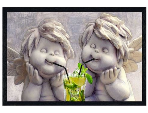 Image of Black Wooden Framed Angelic Mojito Drinkers Poster