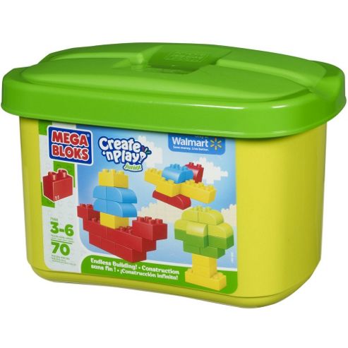 Image of Mega Bloks Create N Play Green Tub Endless Building 70 Pieces