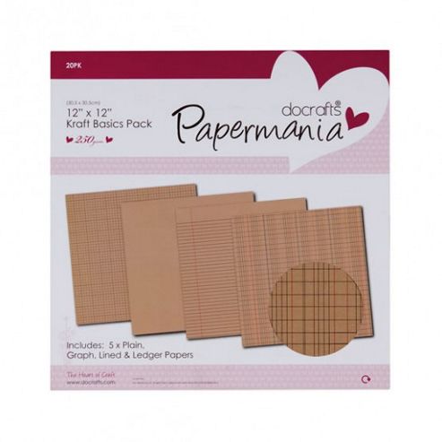 Image of 12x12 Kraft Basics Pack - Ledger, Graph, Lined And Plain (20pk)