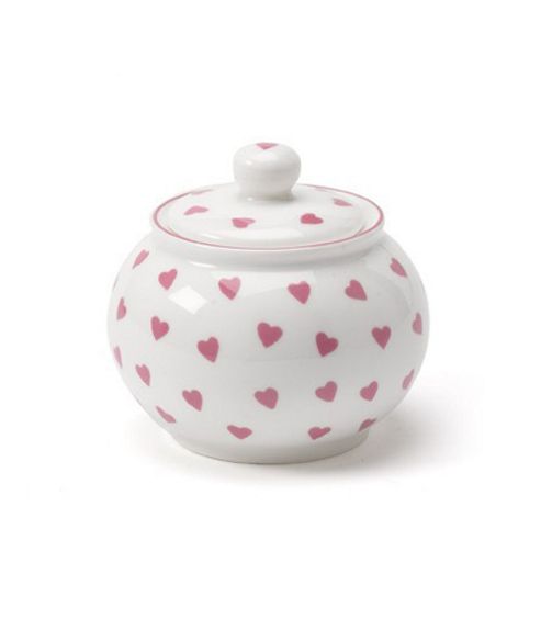 Image of Nina Campbell Bone China Sugar Bowl, Pink Hearts Design