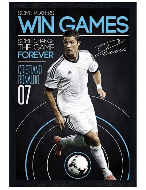 Image of Ronaldo Black Wooden Framed Some Players Win Games Poster