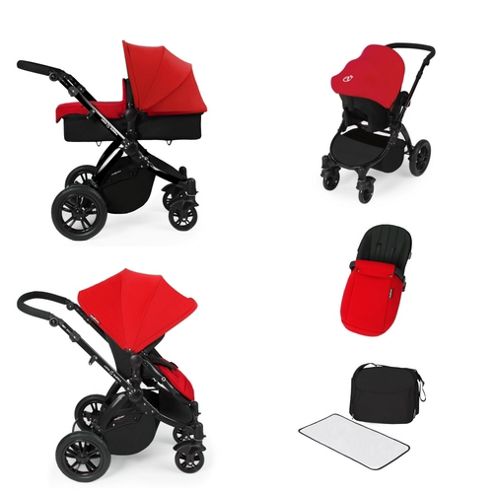 Image of Ickle Bubba Stomp V2 All In One Travel System - Red (black Chassis)