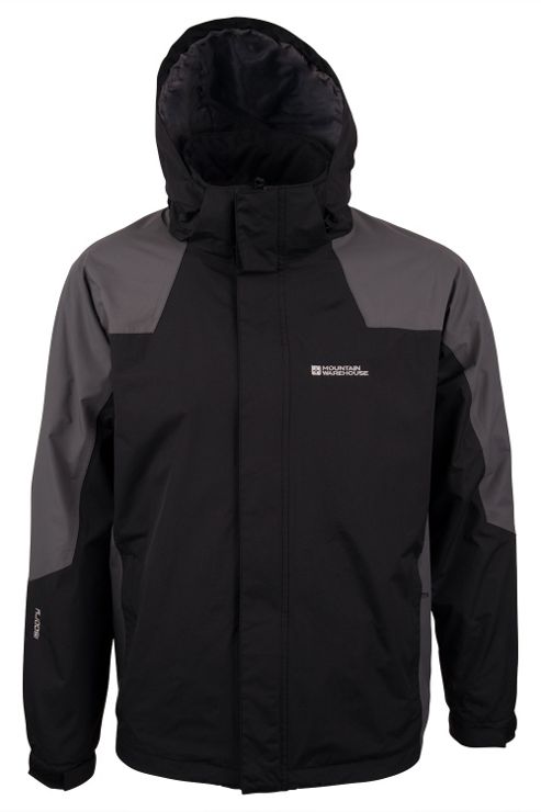 Image of Gust Mens Waterproof Raincoat Rain Shower Proof Anorak Mac Rain Coat Jacket - Black