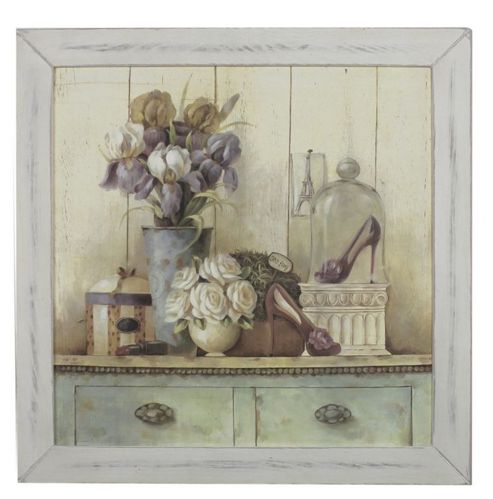 Image of Cimc Home Vintage French Dresser Roses Wall Art