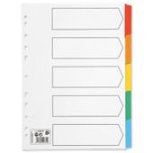 5 Star Index 230 micron Card with Coloured Mylar Tabs 5-Part A4 White