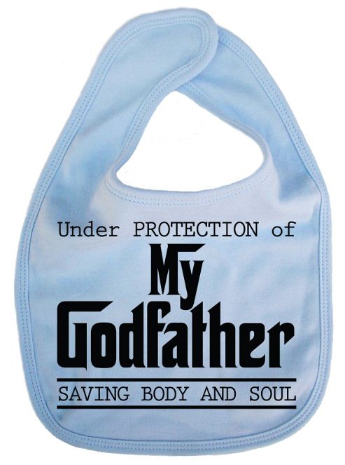 Image of Dirty Fingers, Under Protection Of My Godfather, Baby Feeding Bib, Pale Blue