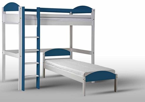 Image of Maximus L Shape High Sleeper White With Blue Details