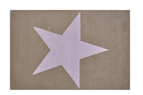 Image of Lorena Canals Star Linen And Light Grey Children's Rug - 140 Cm W X 200 Cm D (4 Ft 9 In X 6 Ft 6.5 In)