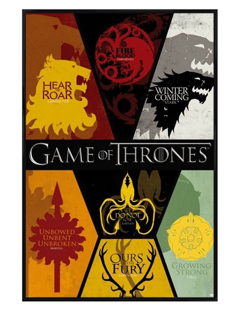 Image of Gloss Black Framed Game Of Thrones Sigils Poster