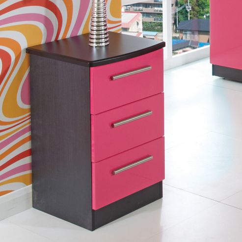 Image of Welcome Furniture Knightsbridge 3 Drawer Bedside Chest - Walnut - Black