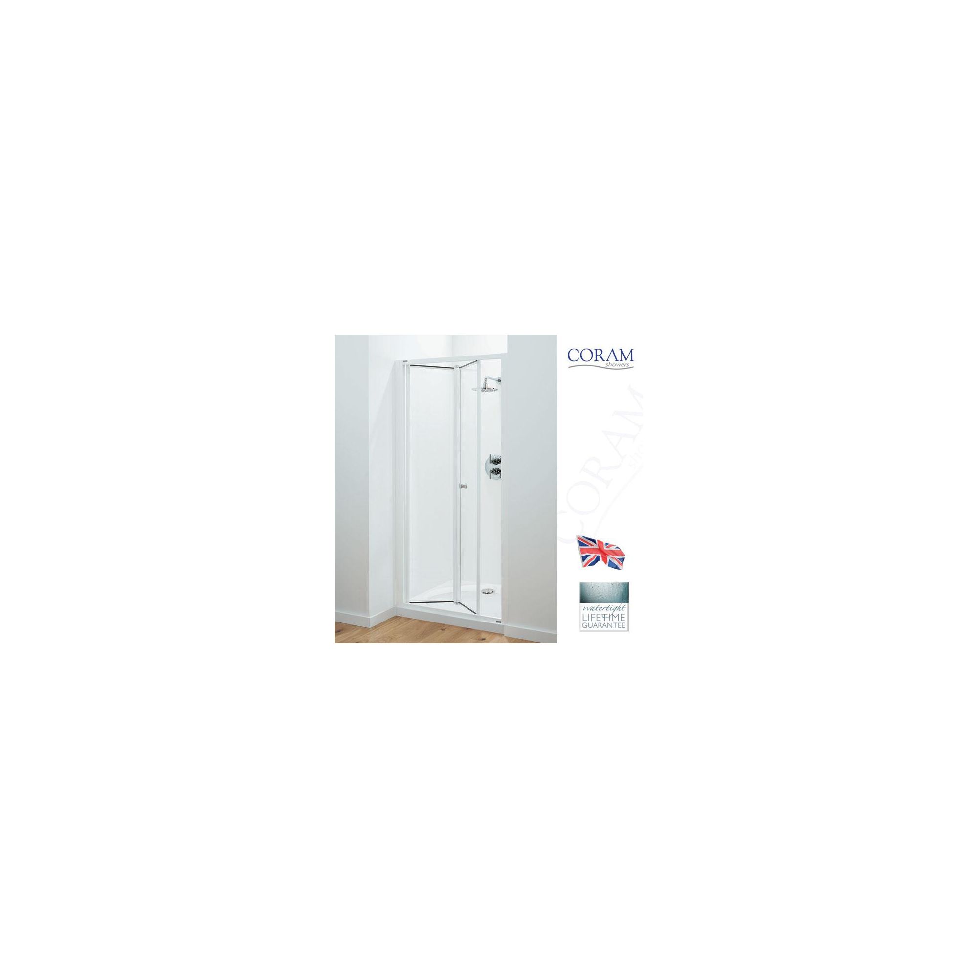 Coram Optima Bi-Fold Door ALCOVE Shower Enclosure, 900mm x 900mm, Low Profile Tray, 6mm Glass at Tesco Direct