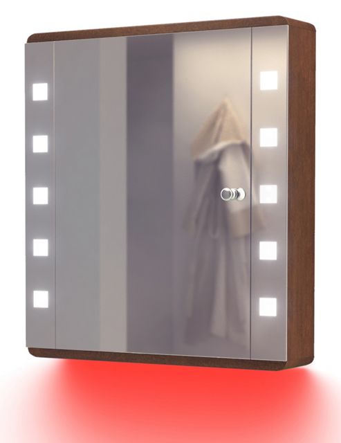 Image of Ambient Solid Oak Bathroom Cabinet With Demister, Sensor & Shaver Socket K4dr