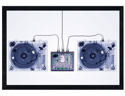Image of Decks And Mixer Black Wooden Framed X-ray Decks Poster
